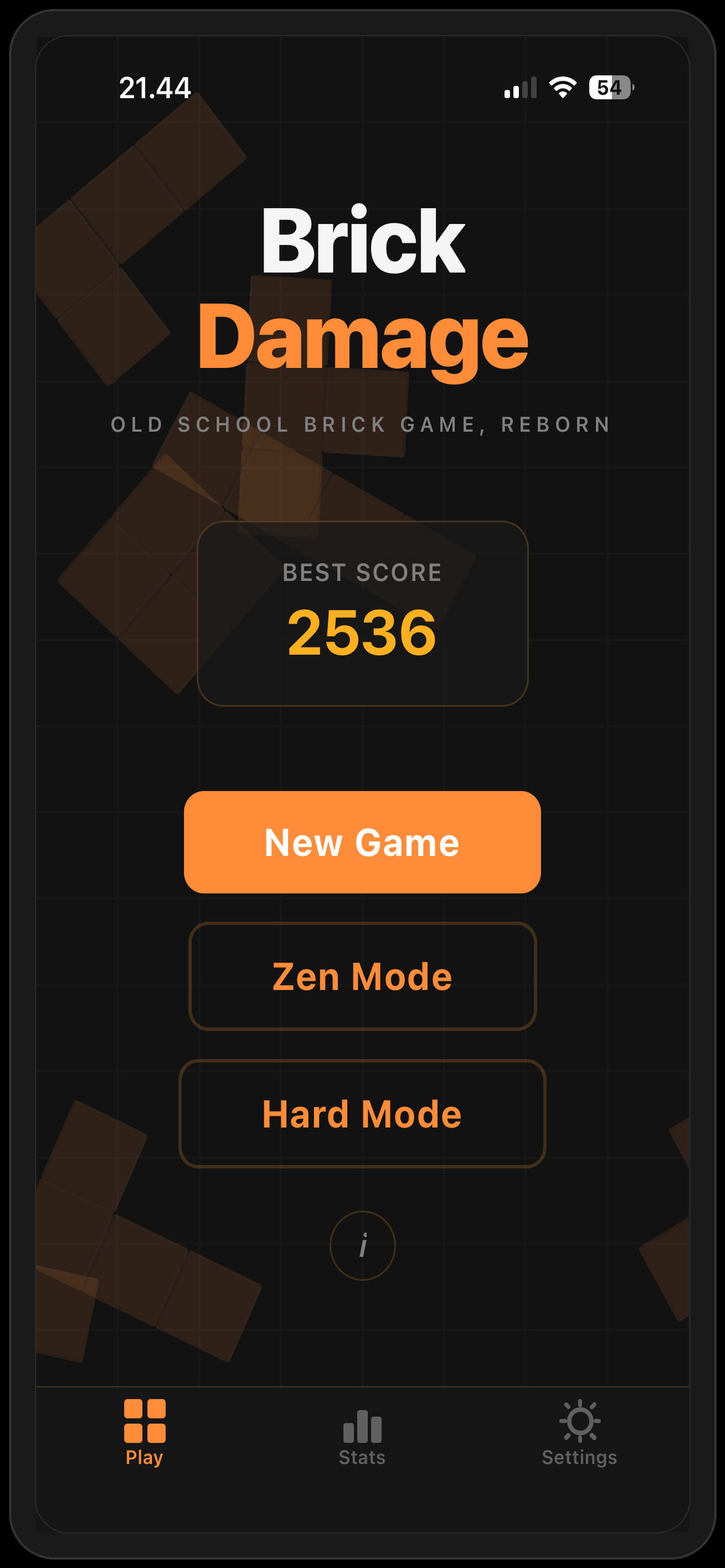 Brick Damage main menu