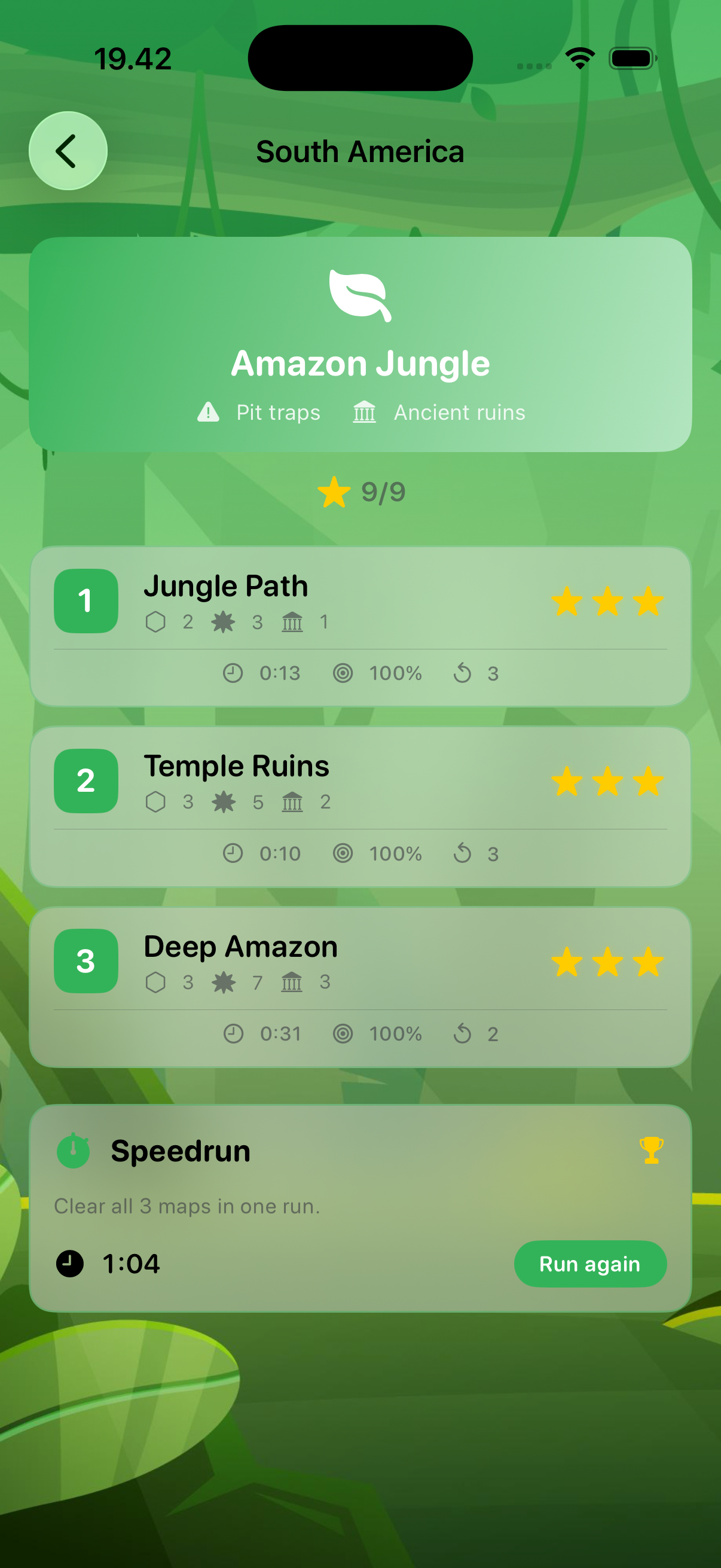 Hexposed Amazon Jungle zone with three completed maps