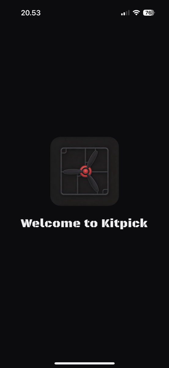Kitpick welcome screen