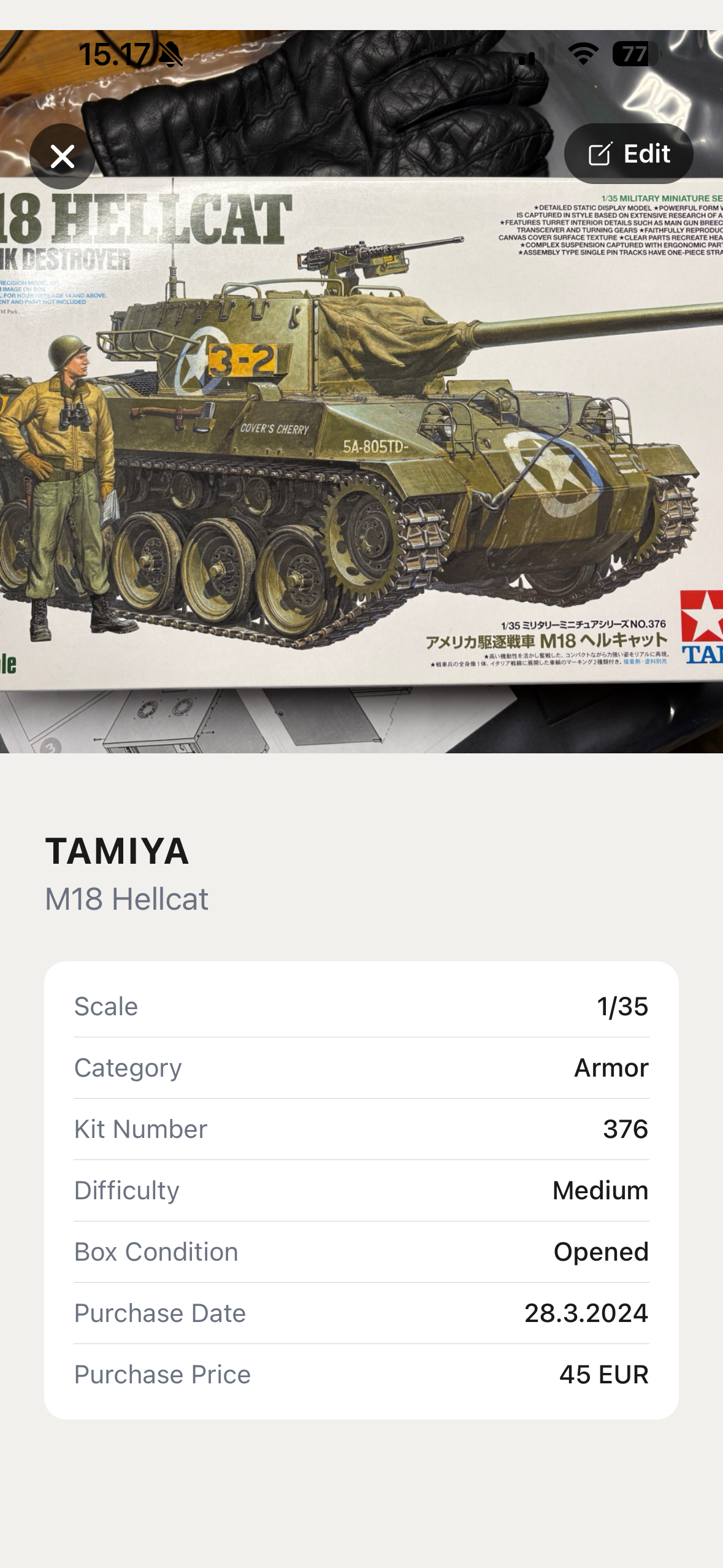 KitPick kit detail view